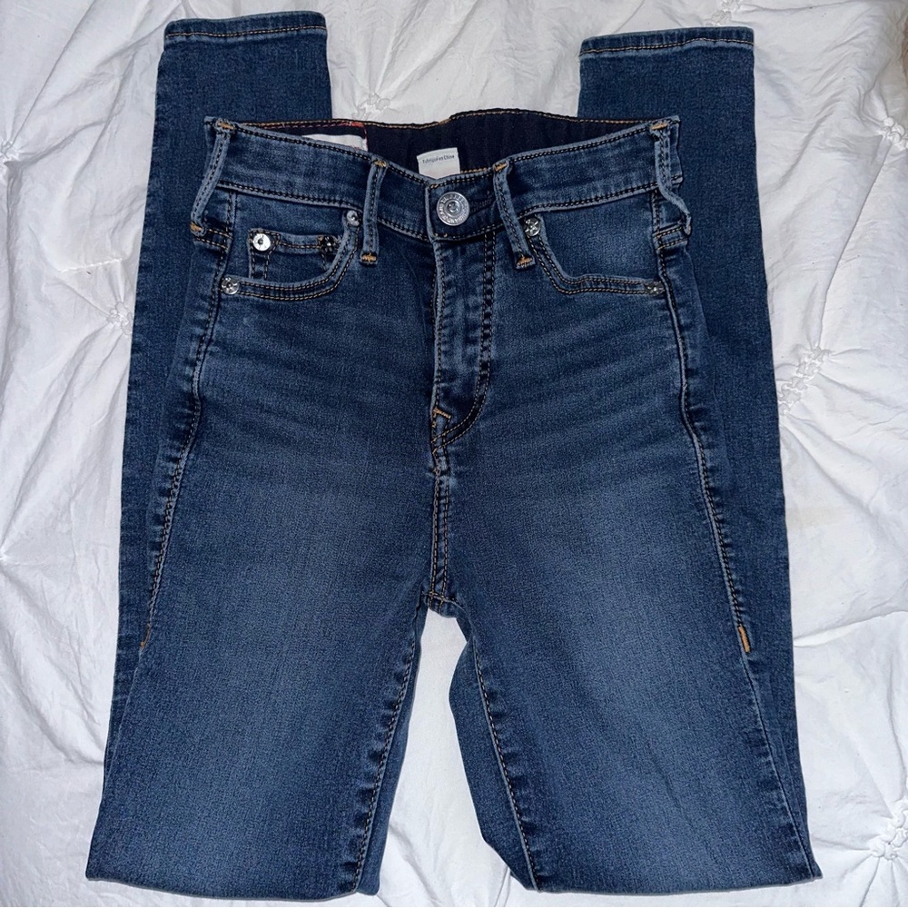 Blue High Rise True Religion Skinny Jeans